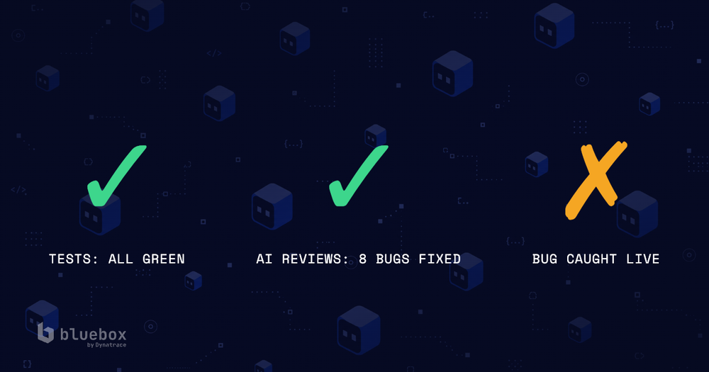 The one with 2 AI reviews, 31 tests, 1 bug, which Bluebox caught live